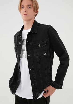 M010143-32231 Erkek Siyah Denim Ceket - 1