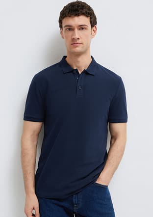M064946-70490 Erkek Lacivert Polo Yaka T-shirt - 1