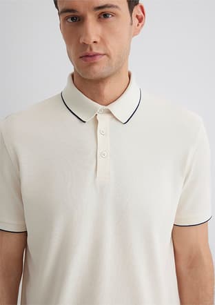 M0611902-70057 Erkek Beyaz Polo Yaka T-shirt - 3