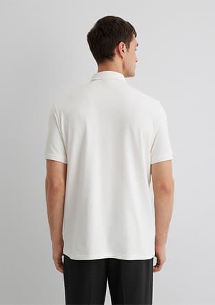 M0612011-70057 Erkek Beyaz Polo Yaka T-shirt - 3
