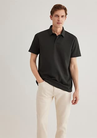 M0612556-70092 Erkek Siyah Polo Yaka T-shirt - 1