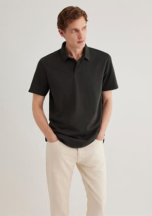 M0612556-70092 Erkek Siyah Polo Yaka T-shirt - 2