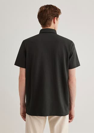 M0612556-70092 Erkek Siyah Polo Yaka T-shirt - 3
