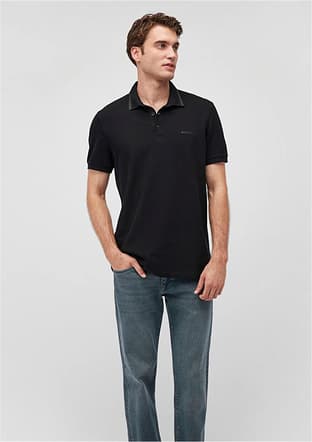 M0611829-900 Erkek Siyah Polo Yaka T-shirt - 2