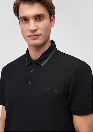 M0611829-900 Erkek Siyah Polo Yaka T-shirt - 3