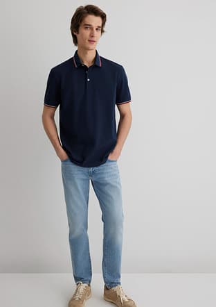 M0611938-82318 Erkek Lacivert Polo Yaka T-shirt - 1