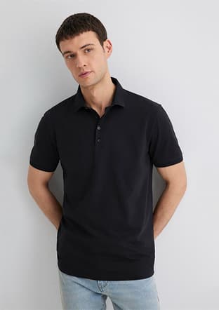 M0612011-900 Erkek Siyah Polo Yaka T-shirt - 1