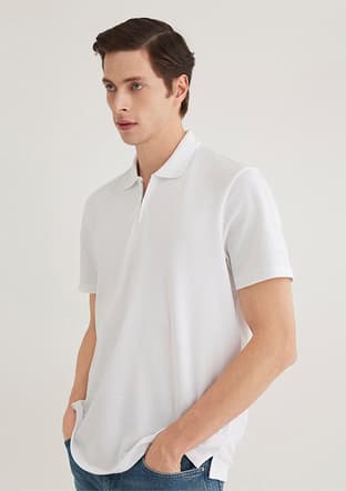 M0612525-620 Erkek Beyaz Polo Yaka T-shirt - 2
