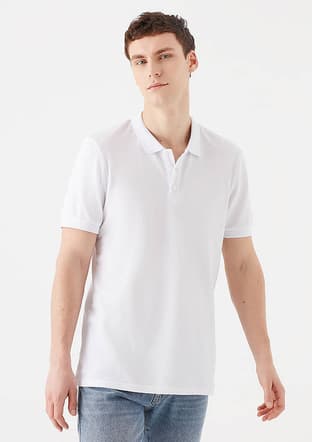 M064946-27879 Erkek Beyaz Polo Yaka T-shirt - 2