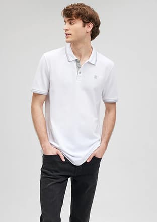 M064164-27879 Erkek Beyaz Polo Yaka T-shirt - 1