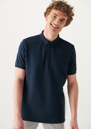 M063247-28417 Erkek Lacivert Polo Yaka T-shirt - 1