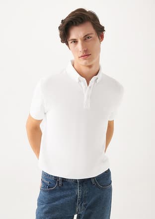 M063247-27879 Erkek Beyaz Polo Yaka T-shirt - 2