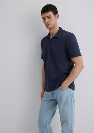 M0612597-70726 Erkek Mavi Polo Yaka T-shirt - 1