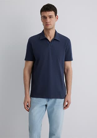 M0612597-70726 Erkek Mavi Polo Yaka T-shirt - 2