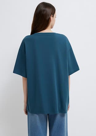 M1600843-70771 Kadın Mavi Baskılı T-shirt - 2