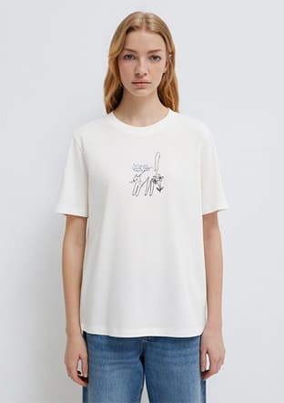 M1613725-80194 Kadın Beyaz Baskılı T-shirt - 1
