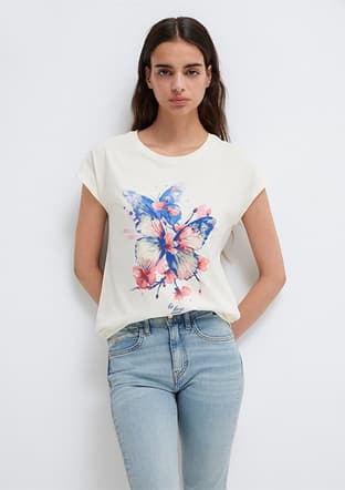 M1613718-80194 Kadın Beyaz Baskılı T-shirt - 1