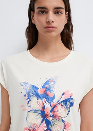 M1613718-80194 Kadın Beyaz Baskılı T-shirt - 3