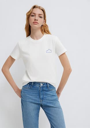M1613740-70057 Kadın Beyaz Baskılı T-shirt - 1