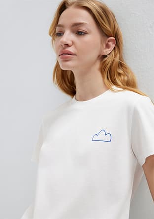 M1613740-70057 Kadın Beyaz Baskılı T-shirt - 3