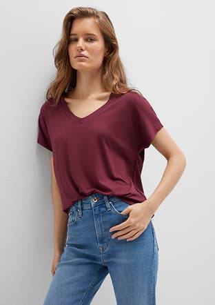 M167714-70393 Kadın Çok Renkli V Yaka T-shirt - 1