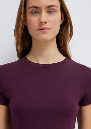M1600814-70434 Kadın Bordo O Yaka T-shirt - 3