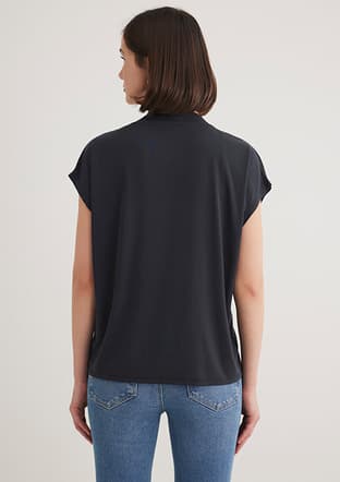 M1612250-900 Kadın Siyah Sıfır Kol T-shirt - 2