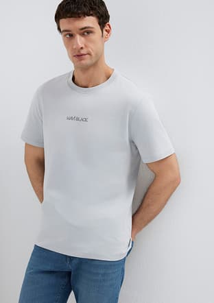 M0613135-70802 Erkek Mavi Baskılı T-shirt - 1
