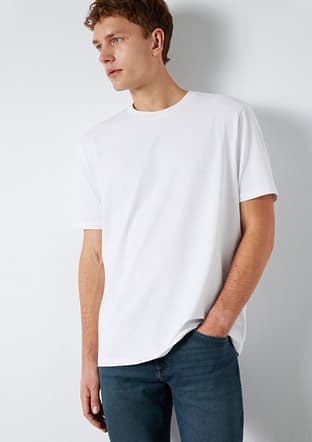M0613199-620 Erkek Beyaz Kısa Kol T-shirt - 1
