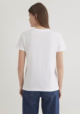 M1613287-620 Kadın Beyaz Baskılı T-shirt - 3