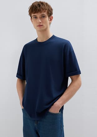 M0613113-82318 Erkek Lacivert Kısa Kol T-shirt - 1