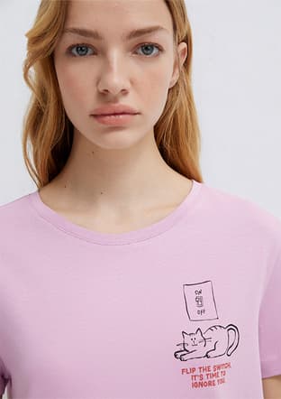 M1613722-71039 Kadın Çok Renkli Baskılı T-shirt - 3