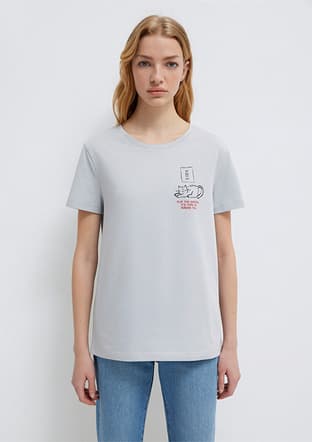 M1613722-70075 Kadın Gri Baskılı T-shirt - 1