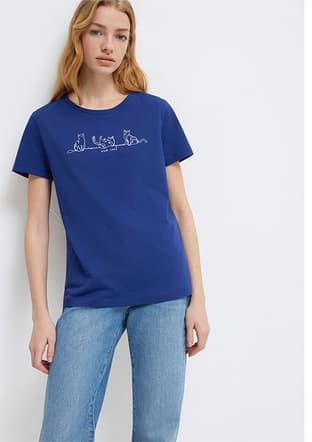 M1613721-70722 Kadın Çok Renkli Baskılı T-shirt - 1
