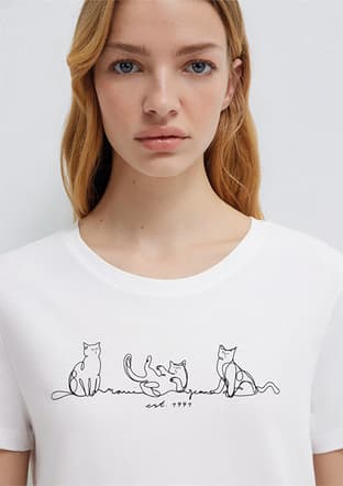 M1613721-620 Kadın Beyaz Baskılı T-shirt - 3