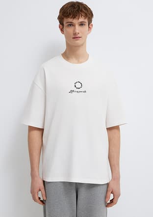 M0613183-70057 Erkek Beyaz Bisiklet Yaka T-shirt - 1