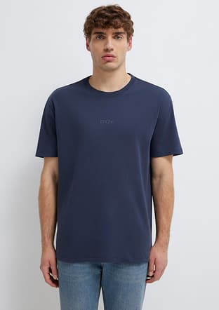 M0613102-85315 Erkek Mavi Baskılı T-shirt - 1