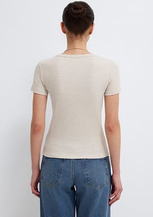M1613806-80084 Kadın Bej Basic T-shirt - 2