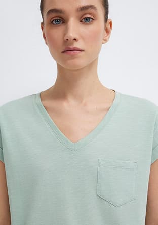 M1600961-71780 Kadın Yeşil V Yaka T-shirt - 3