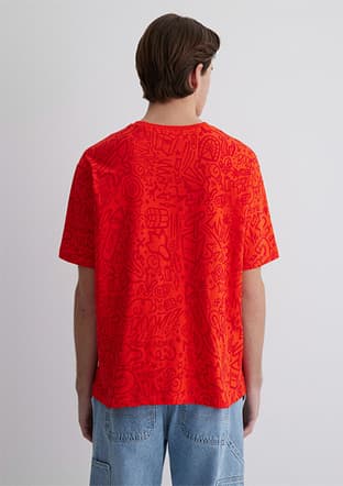 M0611244-70471 Erkek Kırmızı Baskılı T-shirt - 2