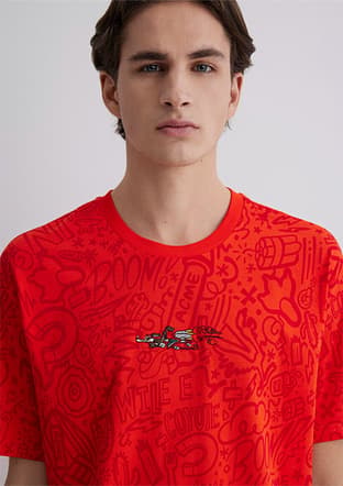 M0611244-70471 Erkek Kırmızı Baskılı T-shirt - 3