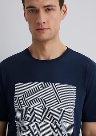 M0612990-70490 Erkek Lacivert Baskılı T-shirt - 3