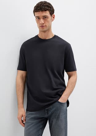 M0611596-900 Erkek Siyah Bisiklet Yaka T-shirt - 1