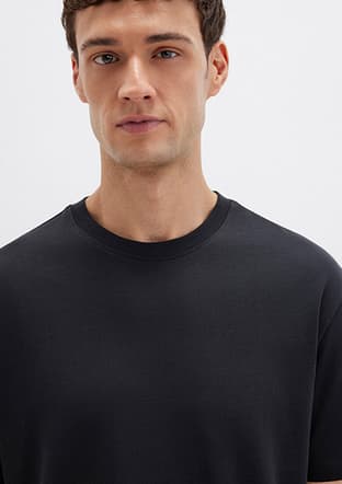 M0611596-900 Erkek Siyah Bisiklet Yaka T-shirt - 3
