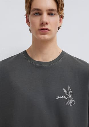 M0613202-900 Erkek Siyah Baskılı T-shirt - 3