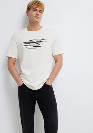 M0613131-70057 Erkek Beyaz Baskılı T-shirt - 1