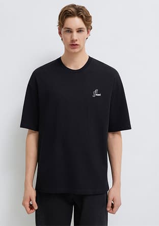 M0613179-900 Erkek Siyah Baskılı T-shirt - 1