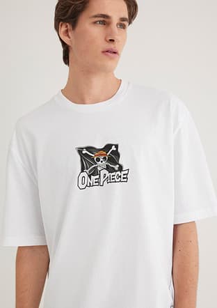 M0612563-620 Erkek Beyaz Baskılı T-shirt - 1