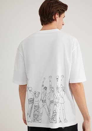 M0612563-620 Erkek Beyaz Baskılı T-shirt - 2