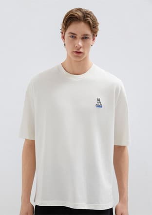 M0613178-70057 Erkek Beyaz Baskılı T-shirt - 1